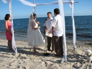 photo of a couple getting married on the beach