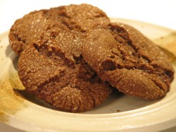 photo of brown gingersnap cookies on a plate