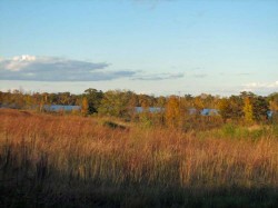 photo of a fall lake and prairie landscape