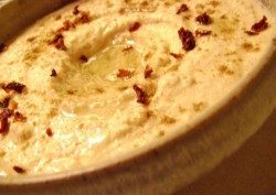 close up photo of bowl of hummus
