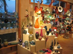 photo of glass sculptures on shelves