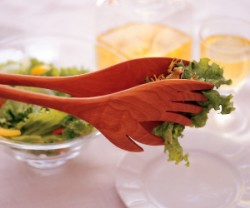 photo of wooden salad tongs