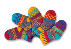 photo of 5 colorful knit socks