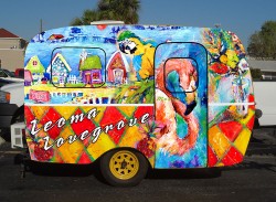 photo of an extremely colorful and intricate trailer