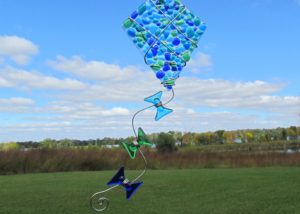 Fused Glass Kite, Blue and Green