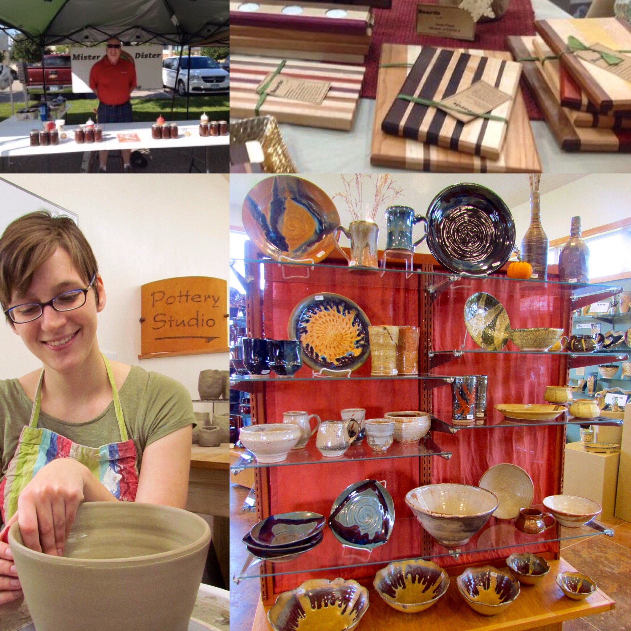 Katie Teesdale, Levi Yankosky Pottery, Boards by Deb, and Mister Dister BBQ