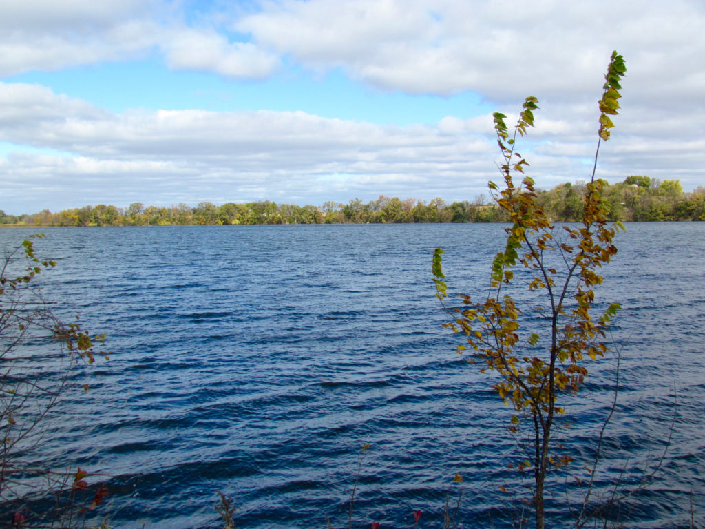 The lake is calm and clear this time of year 