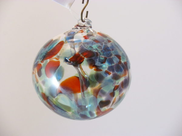 Gray Glass Witch Ball in Rainbow