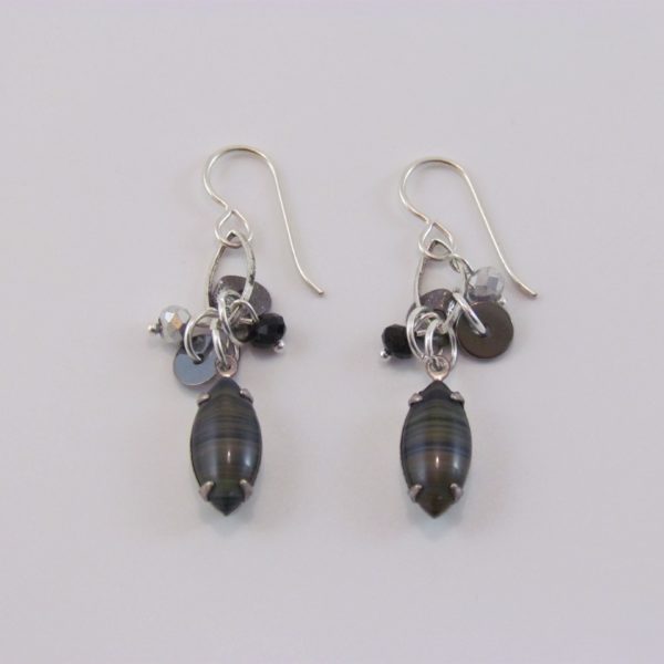 Desert heart Vintage Glass and Crystal Drop Earrings