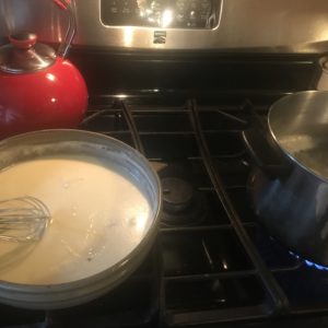 Making rue in Clay Coyote Flameware Cazuela on the stovetop