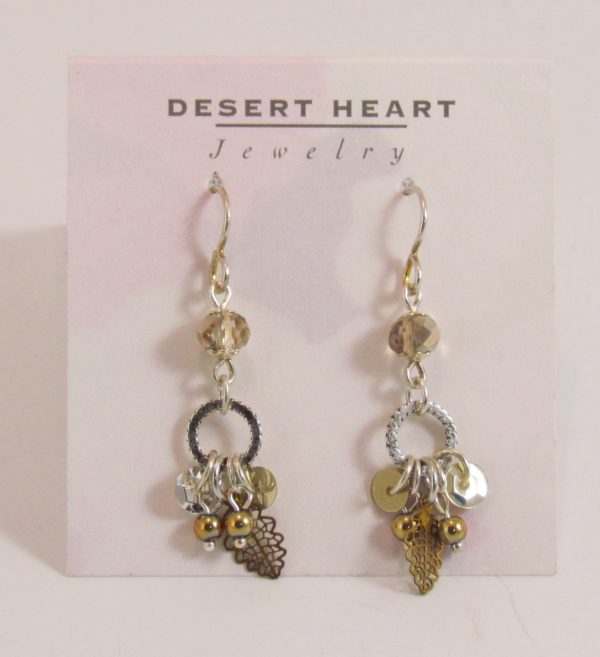 Desert Heart gold and silver dangly earrings