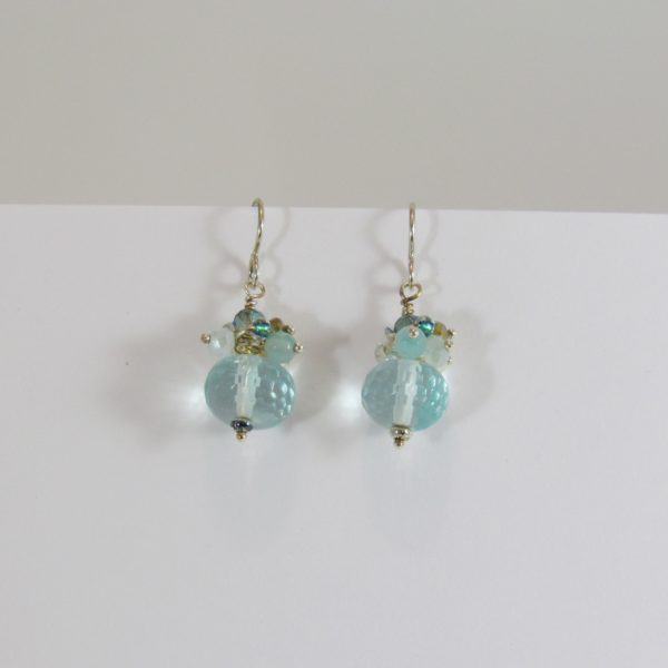 Desert Heart earrings of pale teal crystal and glassDesert Heart earrings of pale teal crystal and glass