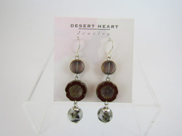 Desert Heart hand painted glass dangle earrings