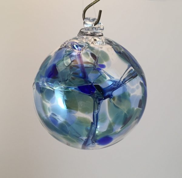 Gray Glass Witch Ball in Silver Cobalt
