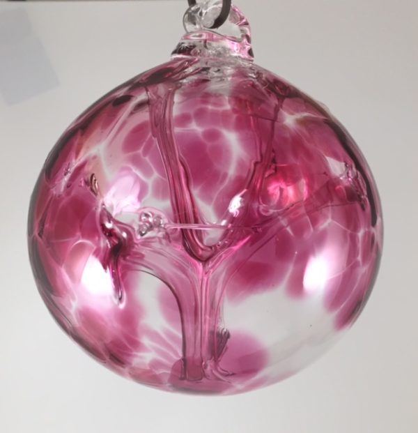 Gray Art Glass Small Witch ball Cranberry