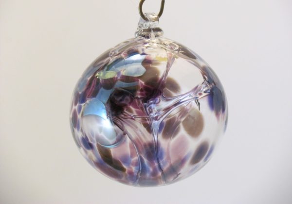 Gray Glass Witch Ball in Silver Amethyst