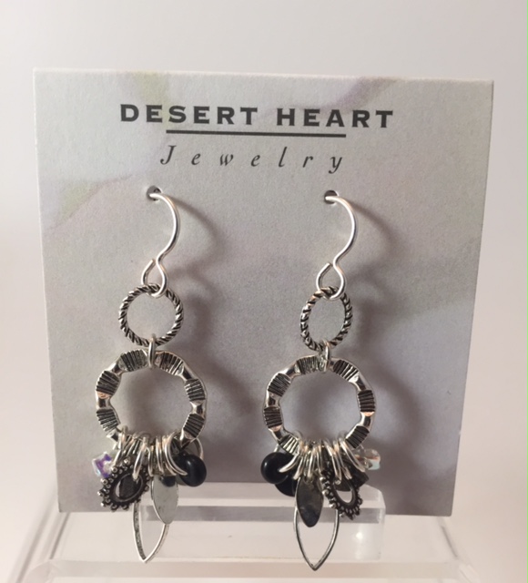Desert Heart Earrings with pewter and Hematite