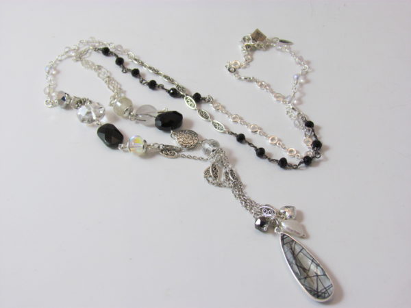 Desert Heart Tourmalated Quartz and Pearl Necklace