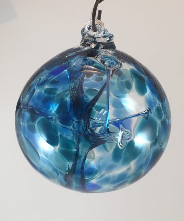Gray Art Glass Small Witchball Ocean Wave