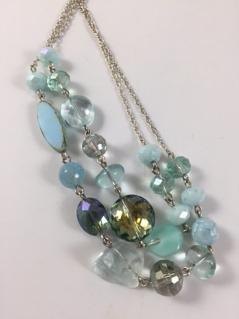 Desert Heart Necklace with New Jade, crystal, and aqua quartz