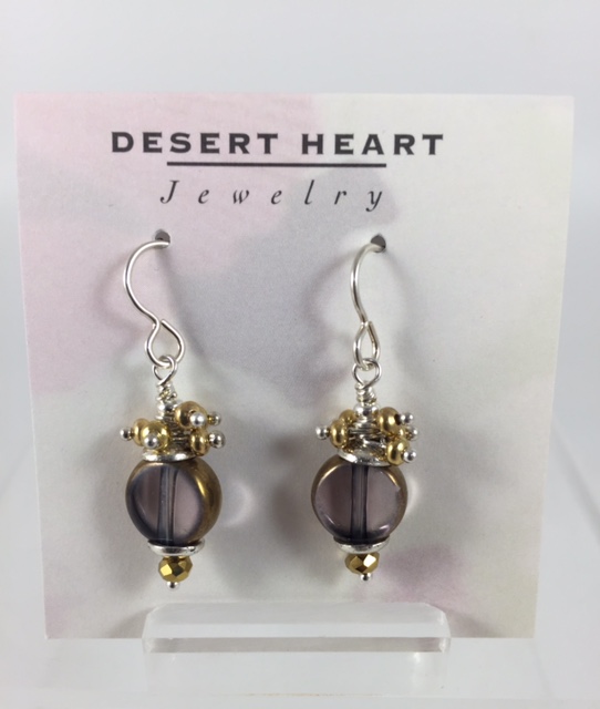 Desert Heart Earrings with pewter and gold and silver plated brass
