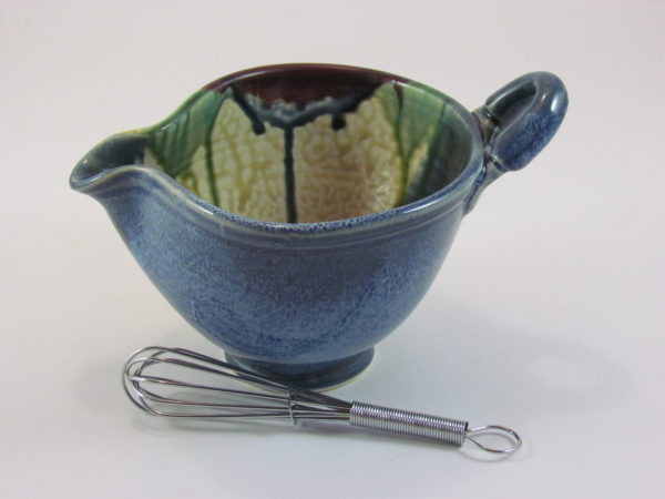 Blue/ cream Clay and Paper small mixing bowl with whisk