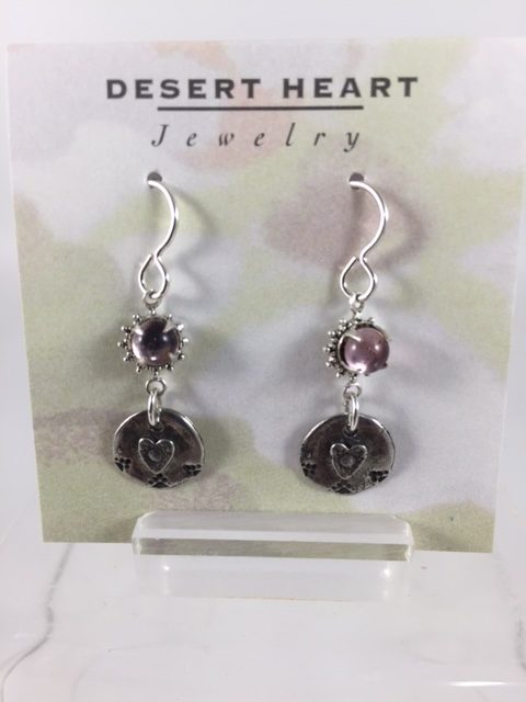 Desert Heart Earrings with pewter and glass