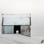 Blue Barn in Fog