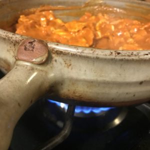 Indian Take-In made in Clay Coyote Flameware Pottery Butter Chicken in a Cazuela
