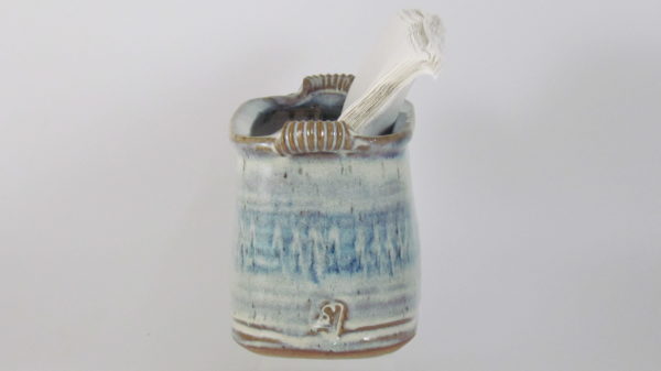 Fitzgerald Pottery Blue Napkin Holder in Action