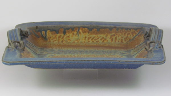 Fitzgerald Pottery Square Serving Tray in Blue and Brown