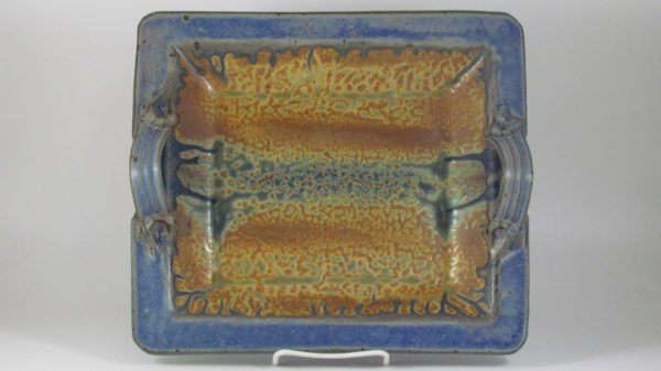 Fitzgerald Pottery Square Serving Tray in Blue and Brown