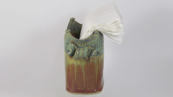 Fitzgerald Pottery Brown Napkin Holder in Action