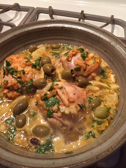 another angle of Moroccan Chicken with Olives & Preserved Lemons