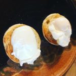 Poached eggs on english muffin