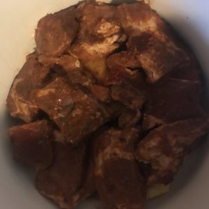 Marinated pork on pineapple in a slow cooker