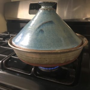 Covered tagine on stovetop