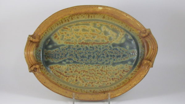 Fitzgerald Pottery Oval Serving Tray in Brown and Blue