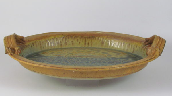 Fitzgerald Pottery Oval Serving Tray in Brown and Blue