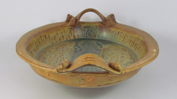 Fitzgerald Pottery Oval Serving Tray in Brown and Blue
