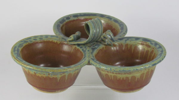Fitzgerald Pottery Three Bowl Condiment Server
