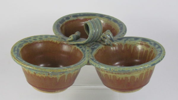 Fitzgerald Pottery Three Bowl Condiment Server