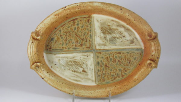 Fitzgerald Pottery Oval Serving Tray in Tan and Cream