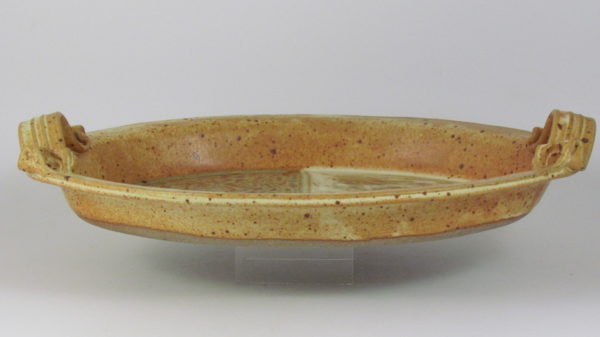Fitzgerald Pottery Oval Serving Tray in Tan and Cream