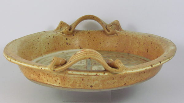 Fitzgerald Pottery Oval Serving Tray in Tan and Cream