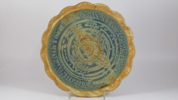 Fitzgerald Pottery Pie Dish in Brown and Blue