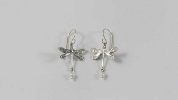 Desert Heart Pearl Dragonfly Drop Earrings