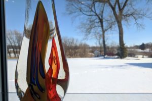Karg Art Glass Sculpture Against the Snow
