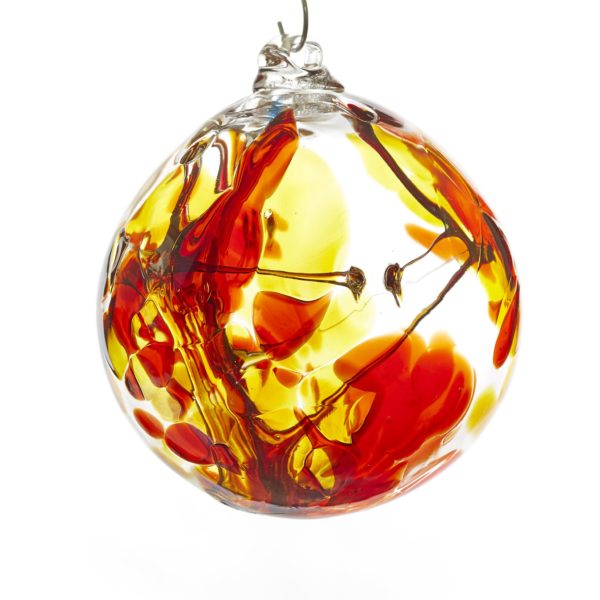 Gray Art Glass - Witch Ball in Iris Fire