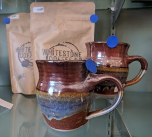 Sunset Canyon Pottery Mugs on Display